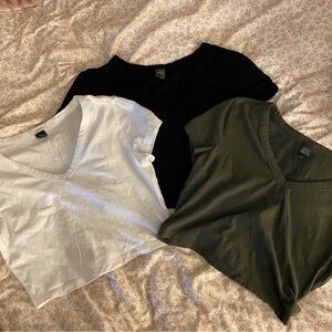 Wild Fable V-Neck Crop Tops - Black, White, and Green